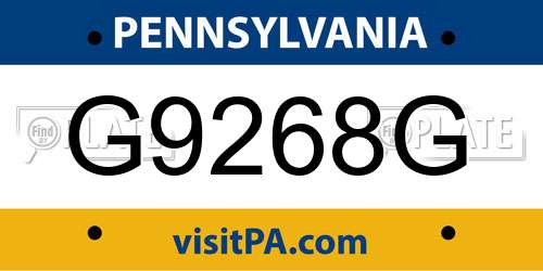 G9268G Pennsylvania License Plate