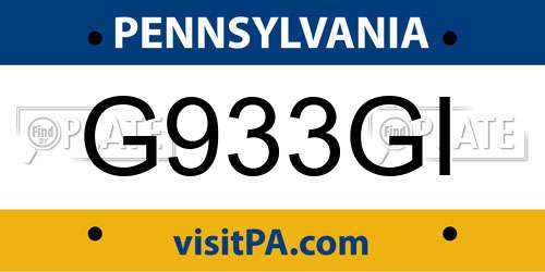 G933GI Pennsylvania License Plate