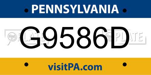 G9586D Pennsylvania License Plate