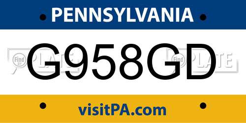 G958GD Pennsylvania License Plate
