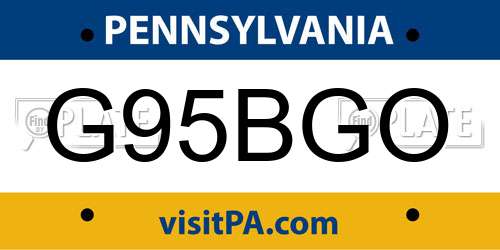 G95BGO Pennsylvania License Plate