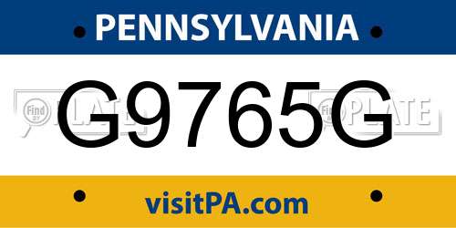 G9765G Pennsylvania License Plate
