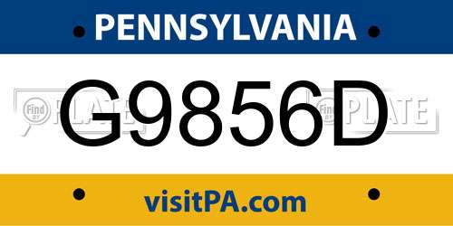 G9856D Pennsylvania License Plate