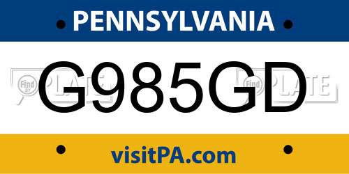 G985GD Pennsylvania License Plate