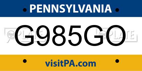 G985GO Pennsylvania License Plate