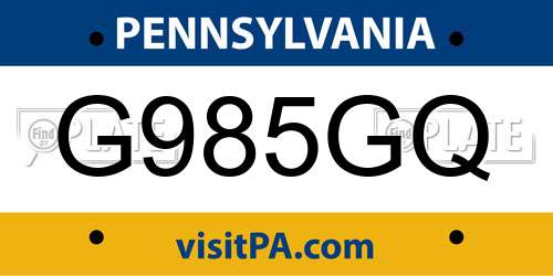 G985GQ Pennsylvania License Plate