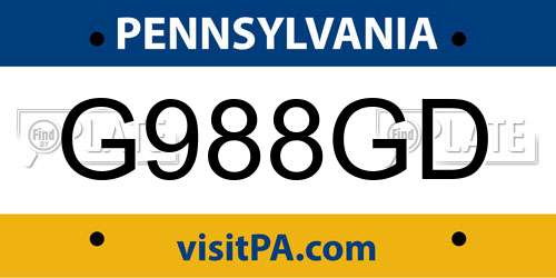 G988GD Pennsylvania License Plate