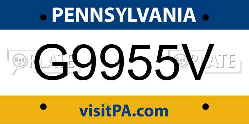 G9955V Pennsylvania License Plate