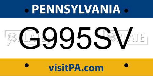 G995SV Pennsylvania License Plate