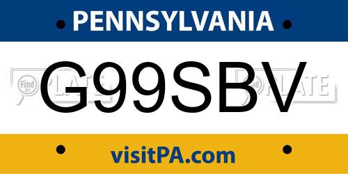 G99SBV Pennsylvania License Plate