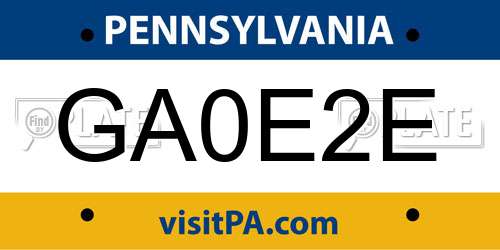 GA0E2E Pennsylvania License Plate