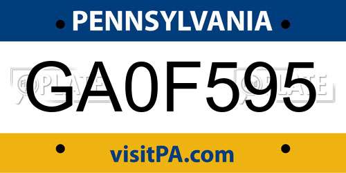 GA0F595 Pennsylvania License Plate