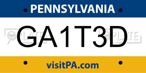 GA1T3D Pennsylvania License Plate