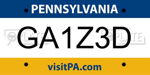 GA1Z3D Pennsylvania License Plate