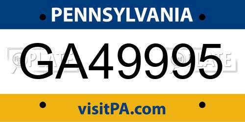 GA49995 Pennsylvania License Plate