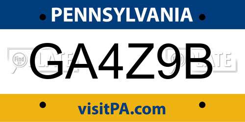 GA4Z9B Pennsylvania License Plate