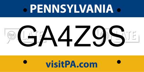 GA4Z9S Pennsylvania License Plate