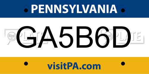 GA5B6D Pennsylvania License Plate