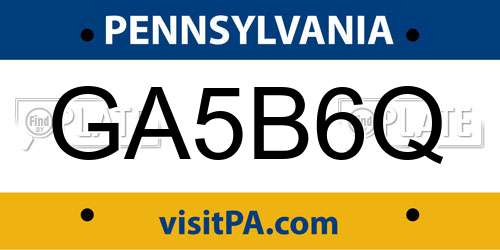 GA5B6Q Pennsylvania License Plate