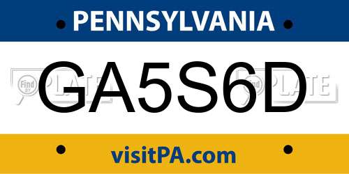 GA5S6D Pennsylvania License Plate