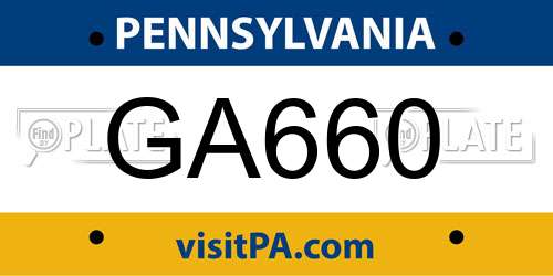 GA660 Pennsylvania License Plate