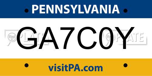 GA7C0Y Pennsylvania License Plate