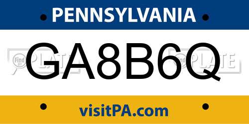 GA8B6Q Pennsylvania License Plate