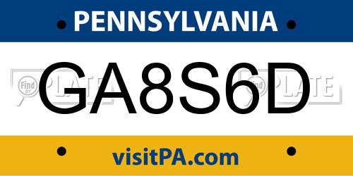 GA8S6D Pennsylvania License Plate