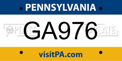 GA976 Pennsylvania License Plate