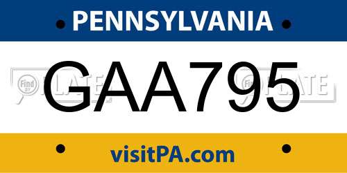 GAA795 Pennsylvania License Plate