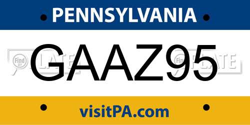 GAAZ95 Pennsylvania License Plate