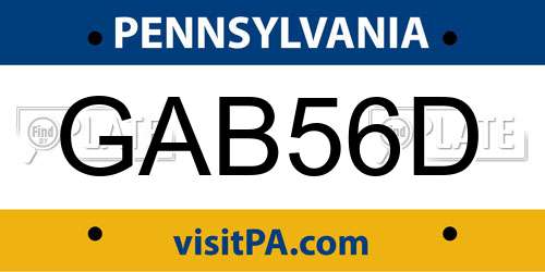 GAB56D Pennsylvania License Plate