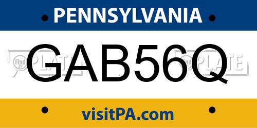 GAB56Q Pennsylvania License Plate