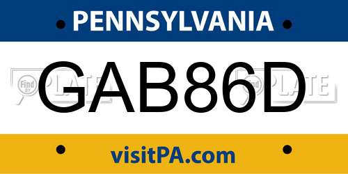 GAB86D Pennsylvania License Plate