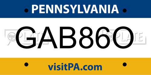GAB86O Pennsylvania License Plate