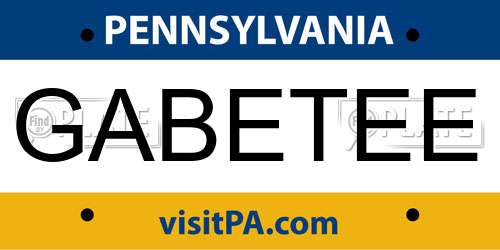 GABETEE Pennsylvania License Plate