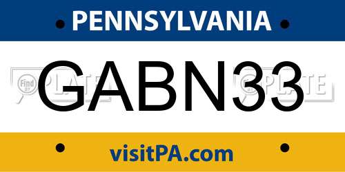 GABN33 Pennsylvania License Plate