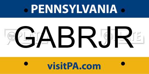 GABRJR Pennsylvania License Plate