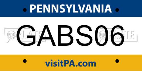 GABS06 Pennsylvania License Plate
