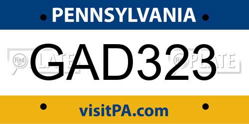 GAD323 Pennsylvania License Plate