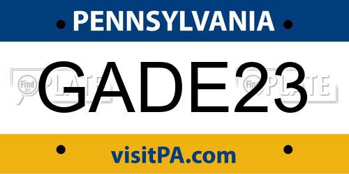 GADE23 Pennsylvania License Plate