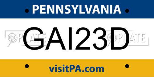 GAI23D Pennsylvania License Plate