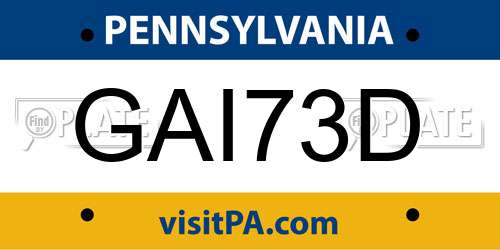 GAI73D Pennsylvania License Plate