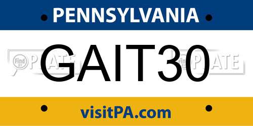 GAIT30 Pennsylvania License Plate