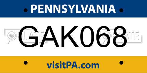 GAK068 Pennsylvania License Plate