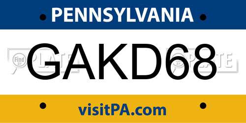 GAKD68 Pennsylvania License Plate