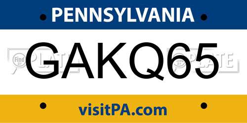 GAKQ65 Pennsylvania License Plate