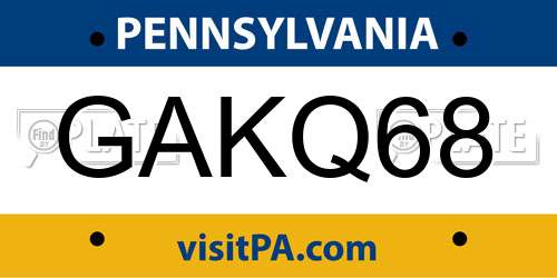 GAKQ68 Pennsylvania License Plate