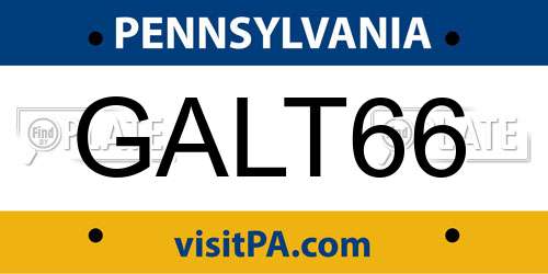 GALT66 Pennsylvania License Plate