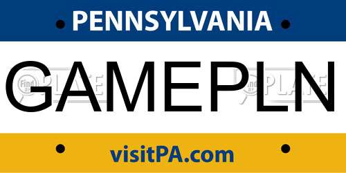 GAMEPLN Pennsylvania License Plate